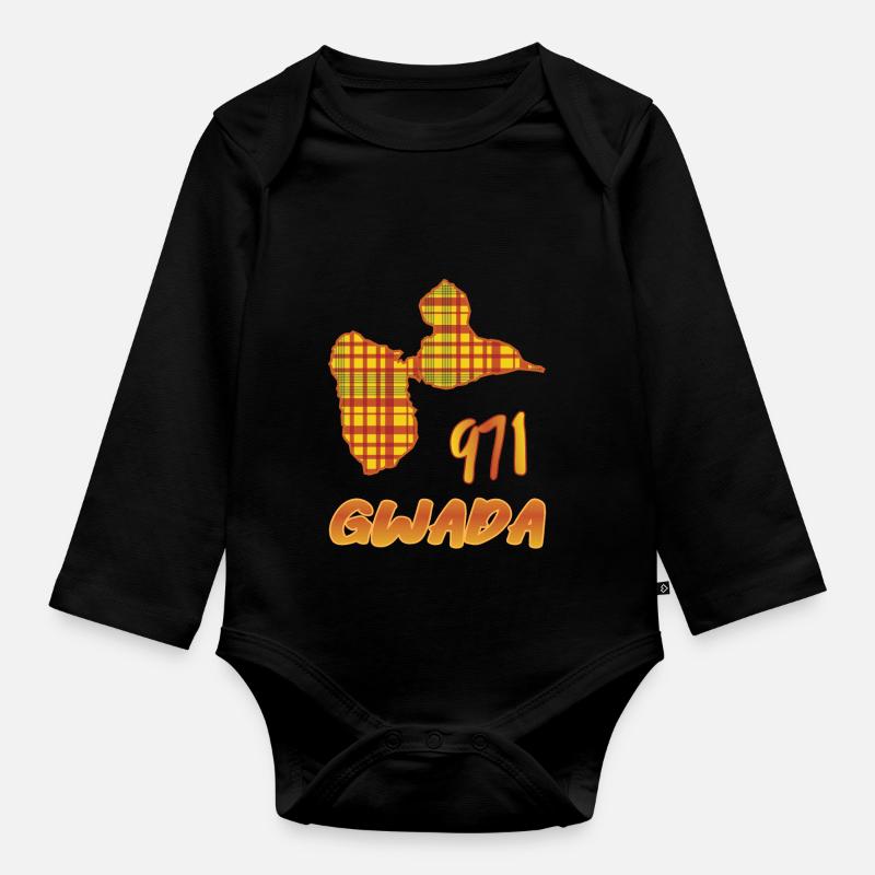Idee cadeau guadeloupe gwada 971 style madras - Body Bébé bio manches longues - noir