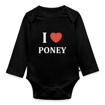 i love poney - Body Bébé bio manches longues - noir - Devant
