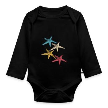 Couleurs rétro Starfish Animal Coloré Sea Silhouette 3 - Body Bébé bio manches longues - noir - Devant