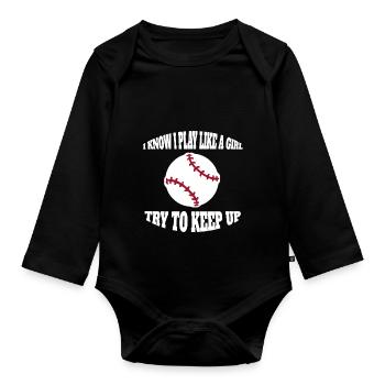 Baseball Baseball Lover Woman Baseball Game - Organic Longsleeve Baby Bodysuit - black - Front