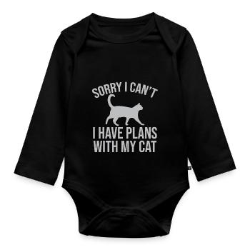 Sorry I Cant I Have Plans With My Cat - Baby Bio-Langarm-Body - Schwarz - Vorne