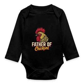 Father Of Chickens Chicken Dad Funny Chicken Farme - Baby Bio-Langarm-Body - Schwarz - Vorne