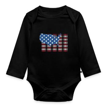 American FLAG HAWAII city - Patriotic Gift - Organic Longsleeve Baby Bodysuit - black - Front