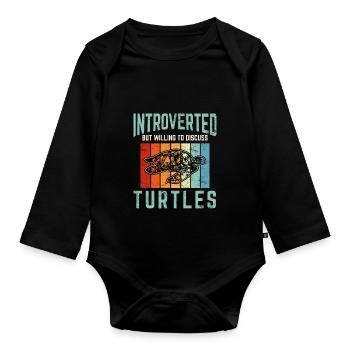 Introverted But Willing To Discuss Turtles Turtle - Organic Longsleeve Baby Bodysuit - black - Front