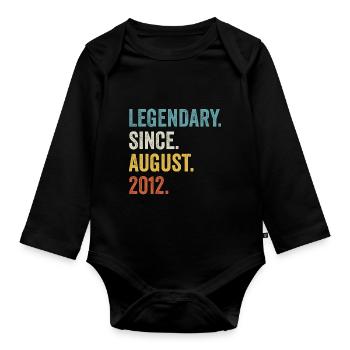 10 Years Old Legendary Since August 2012 10th - Organic Longsleeve Baby Bodysuit - black - Front