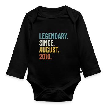 Legendary Since August 2010 12. Geburtstag - Baby Bio-Langarm-Body - Schwarz - Vorne