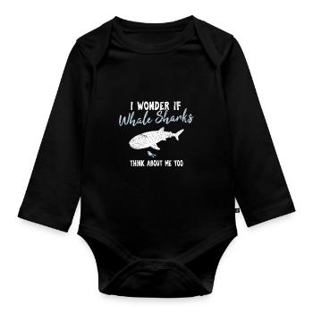 I Wonder If Whale Sharks Think About Me Too Cute W - Baby Bio-Langarm-Body - Schwarz - Vorne