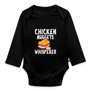 Chicken Nuggets Whisperer Funny Chicken Nugget Nug - Organic Longsleeve Baby Bodysuit - black - Front
