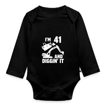 Ich bin 41 und Diggin' It - Baby Bio-Langarm-Body - Schwarz - Vorne