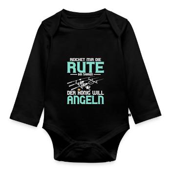 Reichet mir die Rute ihr Narren Fischer Angler - Baby Bio-Langarm-Body - Schwarz - Vorne