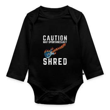Caution May Spontaneously Shred Electric Guitar Pl - Organic Longsleeve Baby Bodysuit - black - Front