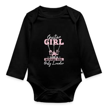 Guitar Girl Like A Normal Girl Only Louder Funny G - Organic Longsleeve Baby Bodysuit - black - Front