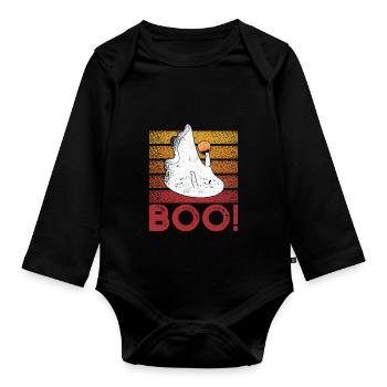 Boo Cute Ghost Saying Ghosts Spooky Halloween - Baby Bio-Langarm-Body - Schwarz - Vorne