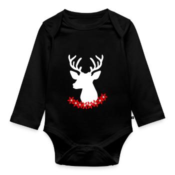 Schweizer Hirsch - Baby Bio-Langarm-Body - Schwarz - Vorne