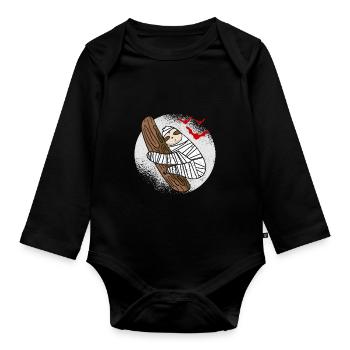 Sloth Moon Bats Cute Halloween Animal - Organic Longsleeve Baby Bodysuit - black - Front