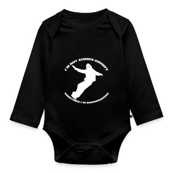 Snowboard Wintersport Spruch Snowboardfahrer - Baby Bio-Langarm-Body - Schwarz - Vorne