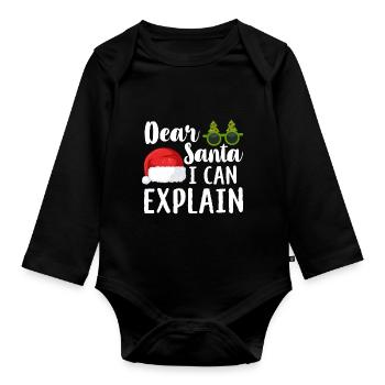 Merry Christmas Christmas Xmas - Organic Longsleeve Baby Bodysuit - black - Front