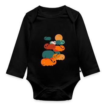 Glückliche Wale im Meer Wal Geschenk - Baby Bio-Langarm-Body - Schwarz - Vorne