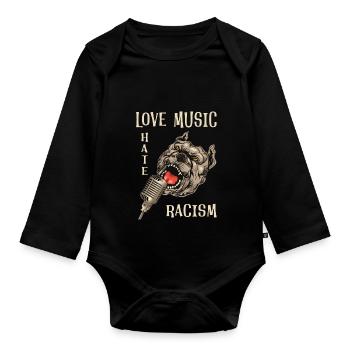 Aimer la musique haïr le racisme - Body Bébé bio manches longues - noir - Devant