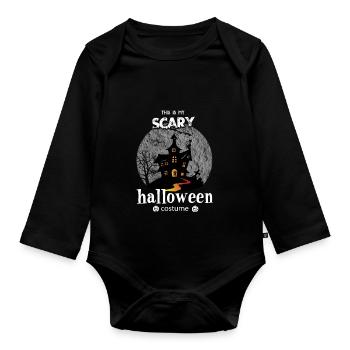 Happy Halloween Party Hexe Fledermaus Grusel Spuk - Baby Bio-Langarm-Body - Schwarz - Vorne