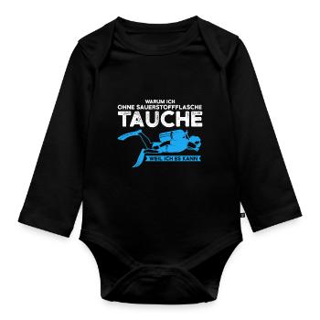 Taucher Tauchen Unterwasser Geschenk - Baby Bio-Langarm-Body - Schwarz - Vorne