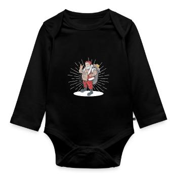 Tattooed Santa Claus Funny Tattoo Art - Organic Longsleeve Baby Bodysuit - black - Front
