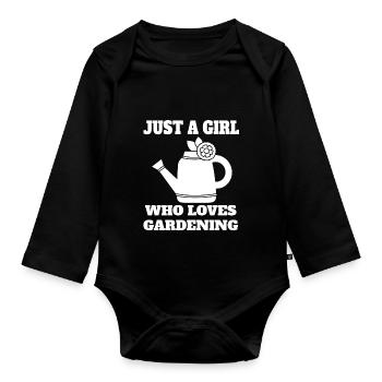 Gärtnerin Garten Mädchen Obstgarten Hobbygärtner - Baby Bio-Langarm-Body - Schwarz - Vorne