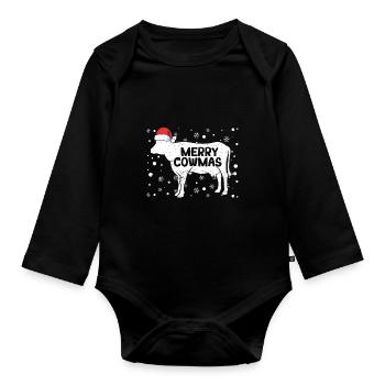 Merry Cowmas Lustige Kuh Weihnachten Pyjamas Weih - Baby Bio-Langarm-Body - Schwarz - Vorne