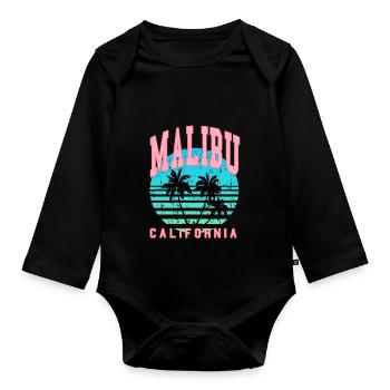malibu palms California - Organic Longsleeve Baby Bodysuit - black - Front