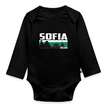 Sofia Bulgaria - Organic Longsleeve Baby Bodysuit - black - Front