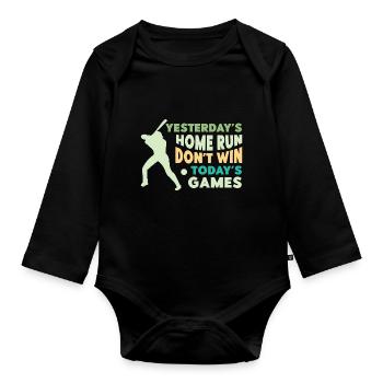 Baseball Baseball Bat Catch Ball - Organic Longsleeve Baby Bodysuit - black - Front