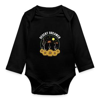 Wüste Wüstenlandschaft Wildnis Outback Landstraßen - Baby Bio-Langarm-Body - Schwarz - Vorne
