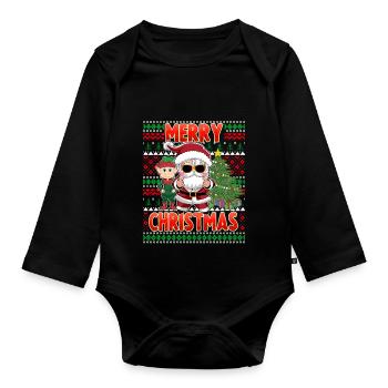 Frohe Weihnachten Korean Pop Idol Weihnachten - Baby Bio-Langarm-Body - Schwarz - Vorne