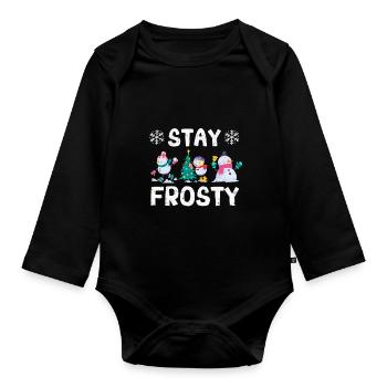 Funny Christmas Pajama Cool Snowman Xmas - Organic Longsleeve Baby Bodysuit - black - Front