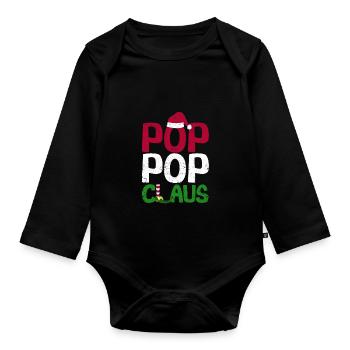 Santa Matching Family Christmas Pyjamas Xmas PJ - Organic Longsleeve Baby Bodysuit - black - Front