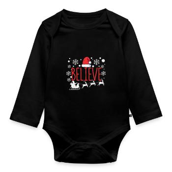 Croyez Noël Père Noël Cap Christian - Body Bébé bio manches longues - noir - Devant