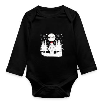 Père Noël Rennes Bigfoot Sasquatch Noël - Body Bébé bio manches longues - noir - Devant