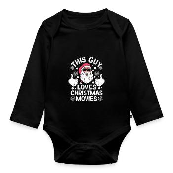 Dieser Kerl liebt Weihnachtsfilme und sieht den - Baby Bio-Langarm-Body - Schwarz - Vorne