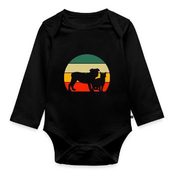 Retro Dog Cat - Organic Longsleeve Baby Bodysuit - black - Front