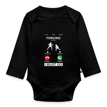 Fechten ruft Telefon Fechten Fechter Sport Wortspiel - Baby Bio-Langarm-Body - Schwarz - Vorne