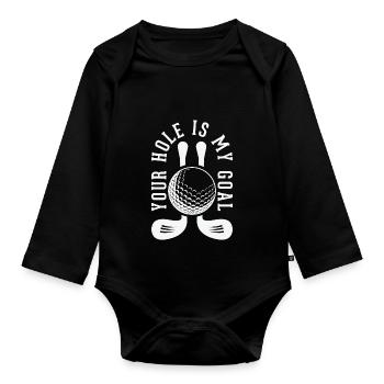your hole is my goal - Baby Bio-Langarm-Body - Schwarz - Vorne
