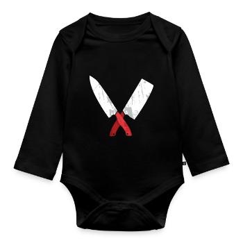 Chef's knife crossed - Organic Longsleeve Baby Bodysuit - black - Front
