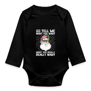 Alors dites-moi ce que vous voulez Noël Père Noël Drôle - Body Bébé bio manches longues - noir - Devant