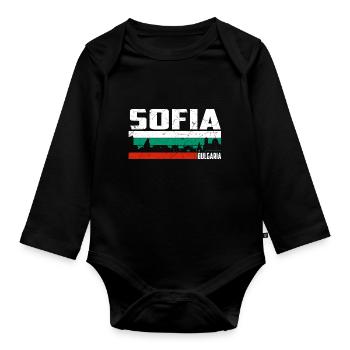 Sofia Bulgaria - Organic Longsleeve Baby Bodysuit - black - Front