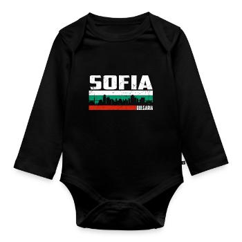 Sofia Bulgaria - Organic Longsleeve Baby Bodysuit - black - Front