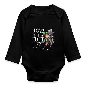 Drôle Noël 2022 - 2022 est tellement elfed Up - Body Bébé bio manches longues - noir - Devant