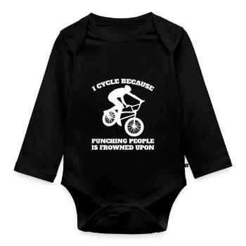 cycling mountain bike bicycle cycling bicycle tour - Organic Longsleeve Baby Bodysuit - black - Front