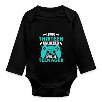 4 Level thirteen unlocked official teenager - Baby Bio-Langarm-Body - Schwarz - Vorne