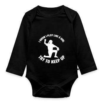 Baseball Amateur de baseball Femme Jeu de baseball - Body Bébé bio manches longues - noir - Devant
