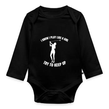 Golfer Golfer Saying Golf Ball Golf Clubs - Organic Longsleeve Baby Bodysuit - black - Front